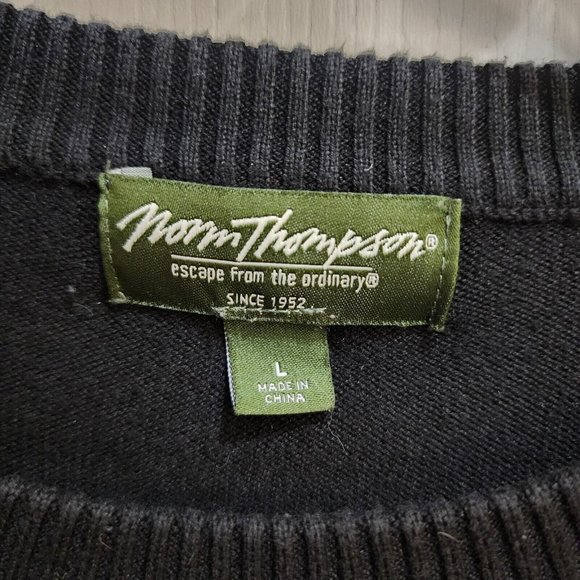 VTG Norm Thompson Black Rainbow Striped Coogi Style Grandpa Sweater Biggie Sz L - Picture 3 of 8